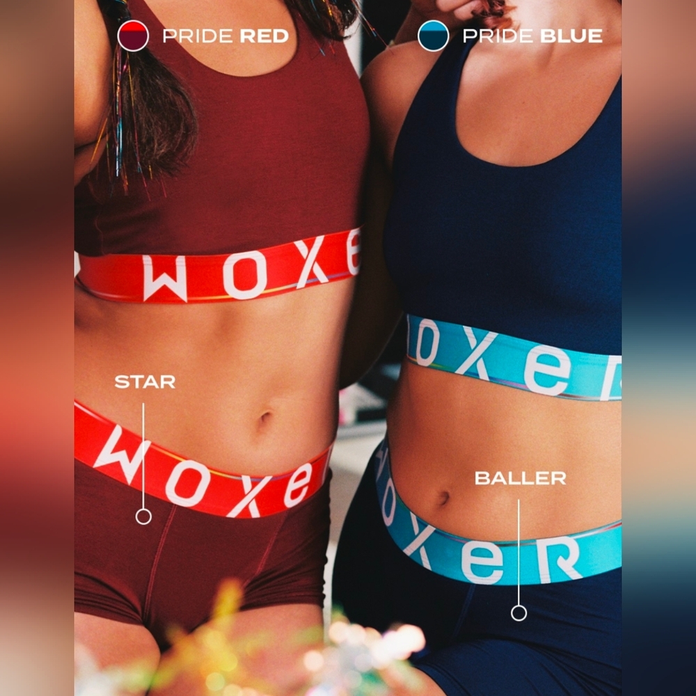 NWT Woxer Pride Red sports bra / boy shorts set - Icon 2.0 + Baller size S Small